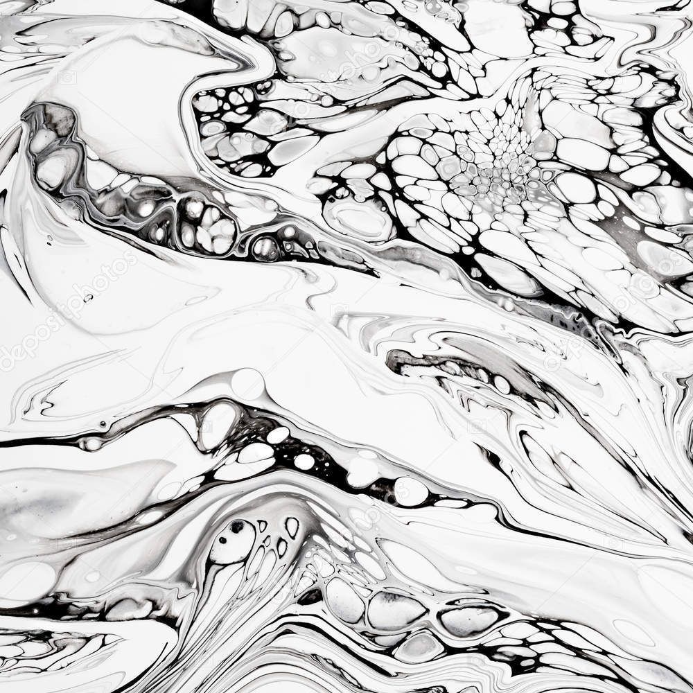 Abstract ink fluid marbled texture. Luxurious granite, marble mineral pattern wallpaper. Black and white minimalist liquid, fluid art backdrop. Oil, paint mix resin artwork